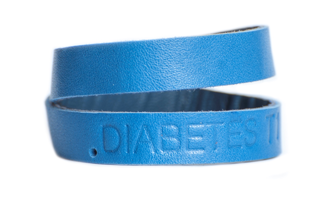 Käepael taimpargitud täisnahast Diabetes T1 – kitsas sinine